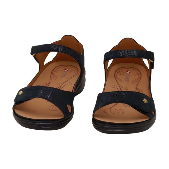 Revere Shoes Navy Lizard Portofino Leather Sandal Womens Shoes Size 6 Wide - Picture 4 of 5